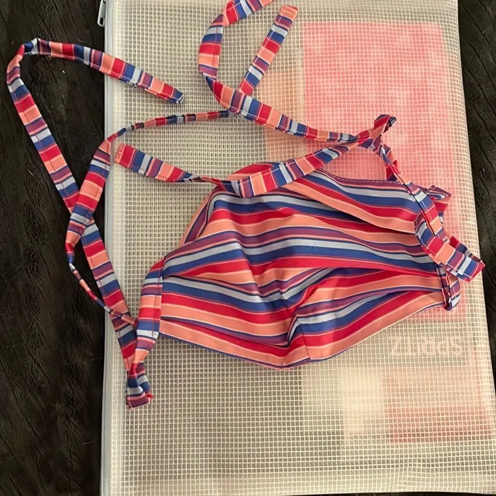 Multi-colored striped cloth face mask